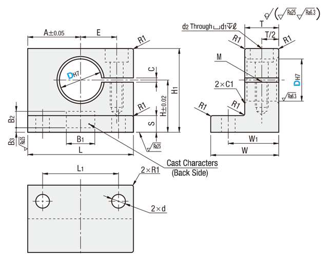 Shaft Support - L-Shaped (Cast), Side Slit: Related Image