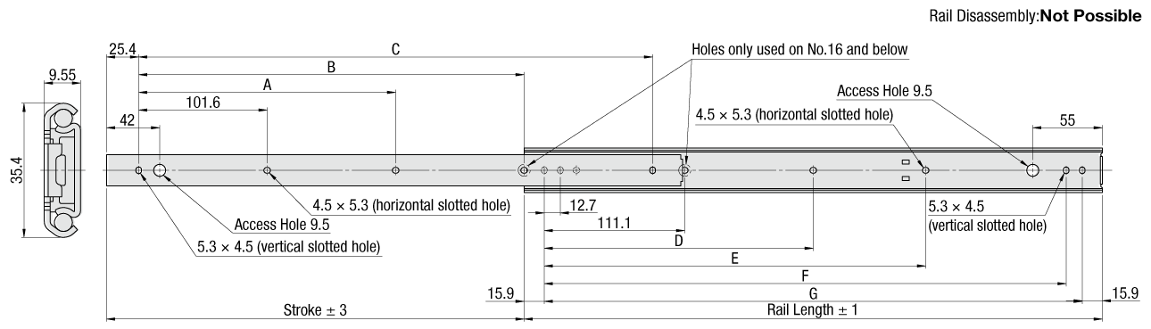 Telescopic Slide Rails/Stainless Steel/Medium Load/Two Step Slide:Related Image