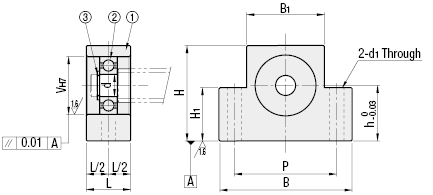 Support Units/Square Type/Support Side/Mounting Hole Narrow Pitch:Related Image