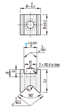 V-Groove Catcher, Plate Holding  Dimensional Drawing