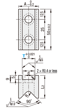 V-Groove Catcher, Plate Holding  Dimensional Drawing