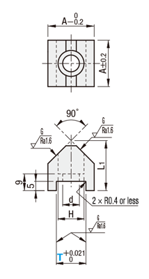 V-Groove Catcher, Plate Holding  Dimensional Drawing