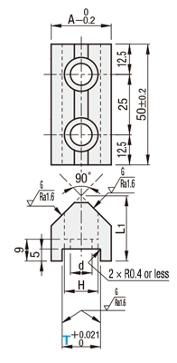 V-Groove Catcher, Plate Holding  Dimensional Drawing