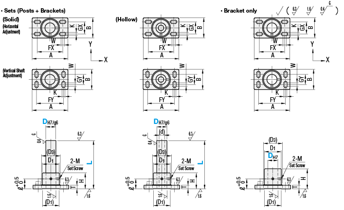 Device Stands - Square Flanged with X-Axis Slotted Holes:Related Image