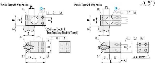 Super Compact Strut Clamps/Vertical Tapped/with a Wing Knob:Related Image