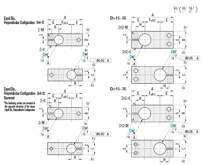 Perpendicular Configuration/Same Diameter Shaft Holes/Squared Ends:Related Image