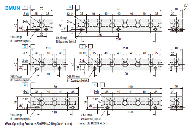 Manifold Pneumatic/Outlets 2 Sides/2 Inlets:Related Image