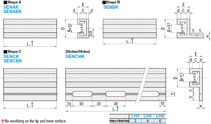 Rails for Switches and Sensors/Aluminum Type/L Dimension Selectable:Related Image