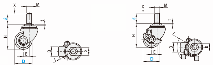 Screw-In Casters, Low-Profile Type: Related Image