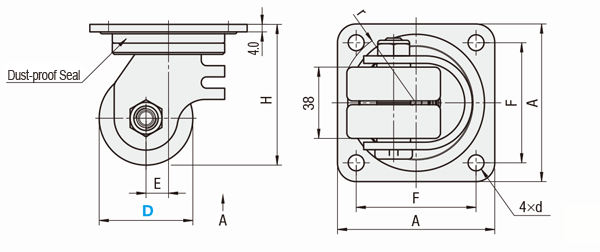 Casters, Dual Wheel Type, Heavy Load / Stainless Steel: Related Image