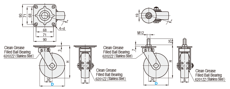 Stainless Steel Clean Casters (Low Dust Grease Used): Related Image