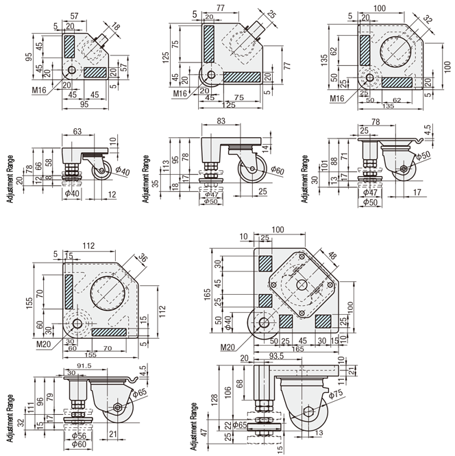 Integrated Casters & Leveling Mounts, Mounting Hole Configurable: Related Image