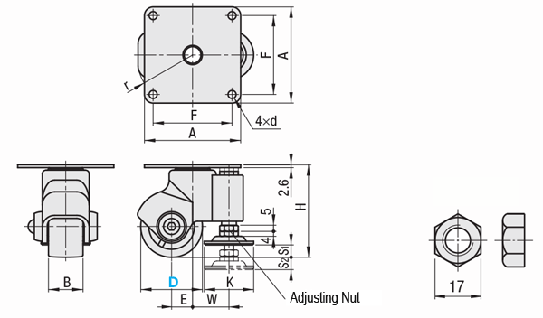 Casters With Leveling Mounts, Lightweight Type: Related Image