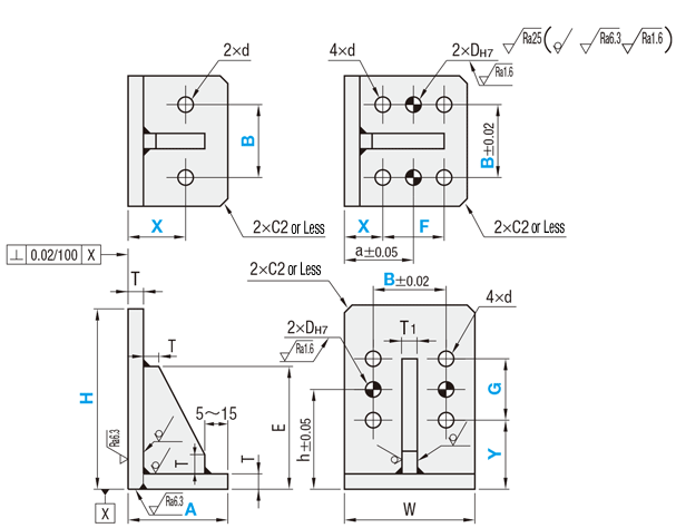 Welded Angle Plates - No Hole / Hole Position Configurable: Related Image