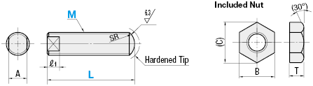 Adjusting Stopper Screws/Wrench Flat/L Selectable/Fine Thread:Related Image