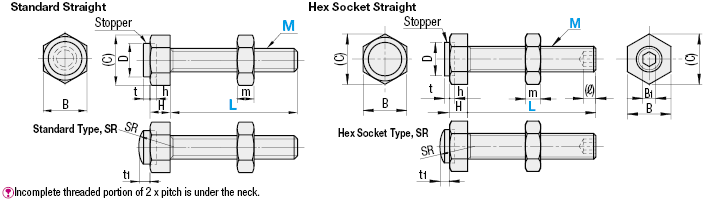 Stopper Bolts with Bumpers/Standard/Straight Shape:Related Image