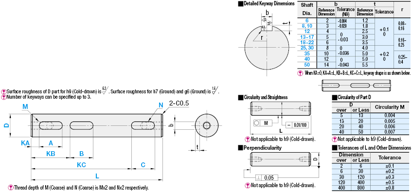 Rotary Shafts/Both Ends Tapped with Key Grooves:Related Image