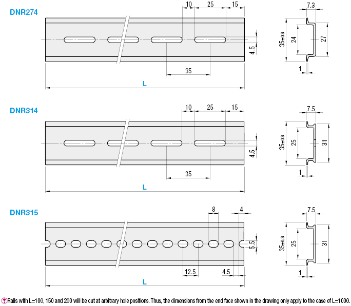 DIN Rails for Switches and Sensors/L Dimension Selectable:Related Image
