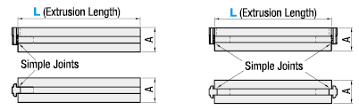 6 Series (Slot Width 8 mm) - Aluminum Extrusions with Built-in Blind Joints, Simple Joint Type: Related Image