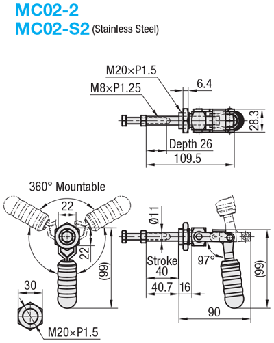 mit 2x Haltewinkel MiSUMi MC02-2 Schnellspanner Kniehebelschnellspanner 