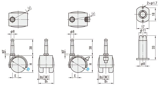 Design Casters, Socket Insertion Type: Related Image