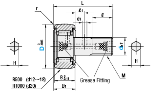 Cam Follower - Hex Socket on Head and Thread, Crowned: Related Image