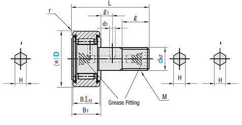 Cam Follower - Hex Socket on Head and Thread, Flat: Related Image