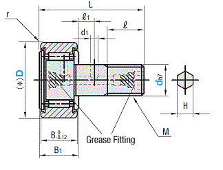 Cam Follower - Hex Socket on Head and Thread, Flat: Related Image