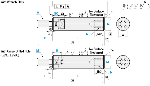 One End Threaded/One End Tapped with Undercut and Wrench Flats/Cross-Drilled Hole:Related Image