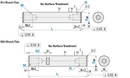 Precision/Both Ends Tapped/Both Ends Tapped with Wrench Flats:Related Image