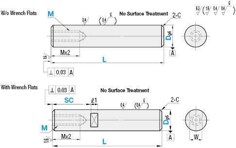 Precision/One End Tapped/One End Tapped with Wrench Flats:Related Image