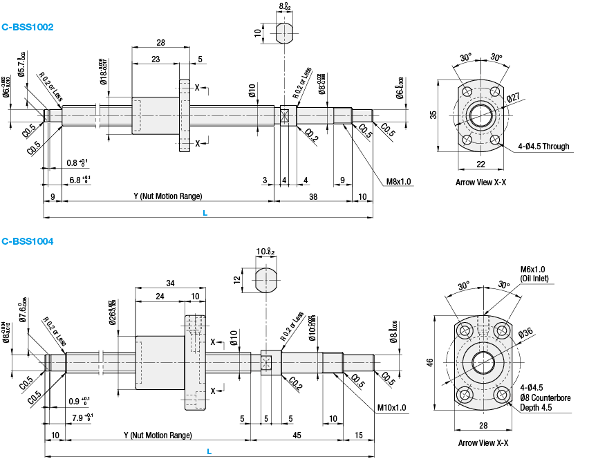 Precision Ball Screws/Shaft Dia. 10/Lead 2/4/Cost Efficient Product[DIN69051 Compliant]:Related Image