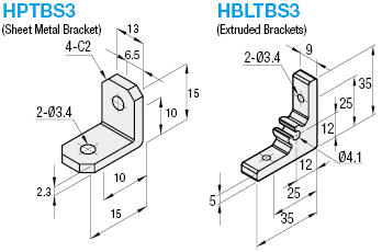Brackets for Aluminum Extrusions 15 mm Square:Related Image