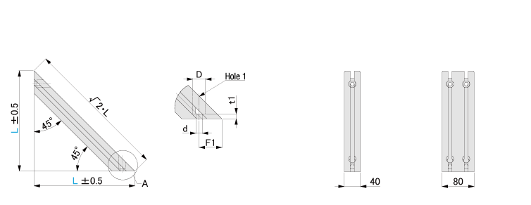 Brackets for Reinforcement - for 8 Series (Slot Width 10 mm), Perpendicularity 45° Shape Type: Related image