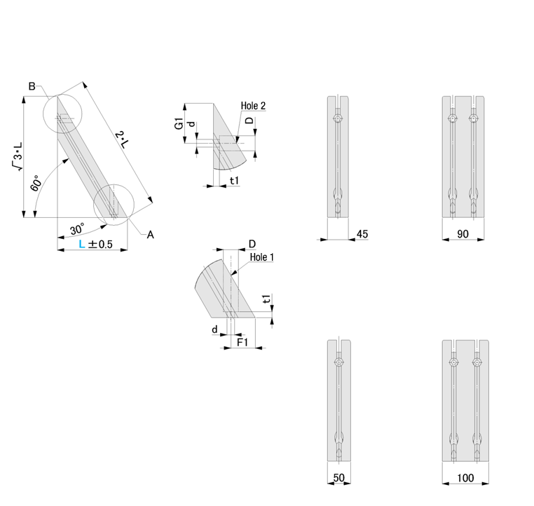 Brackets for Reinforcement - for 8-45 Series (Slot Width 10 mm), 30° and 60° Type: Related image