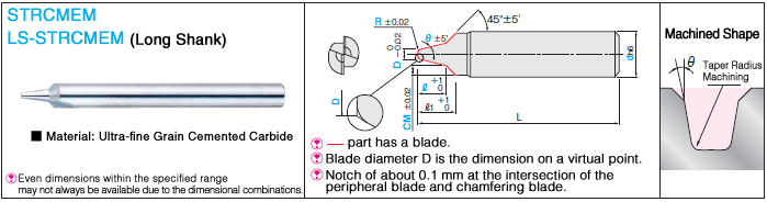 Carbide Straight Edge Taper Radius End Mill, 2-flute / Chamfering Blade Type: Related Image