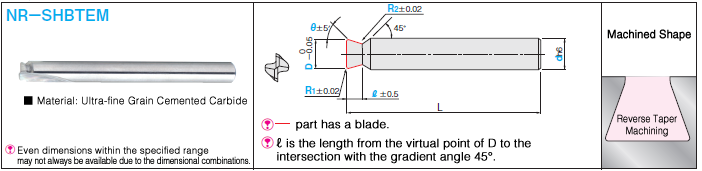 Carbide Straight Edge High Inverted Taper End Mill, 2-flute / High Inverted Taper, Joint R Type: Related Image