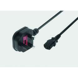 Power Cable UK3 Power Plug 90° / C13 180° - black