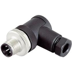 M12-A Male angled connector, metal lock, screw termination, solder on 12 pin