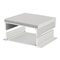 Filotec, Enclosures with cooling fins on one half-shell and continuous profiled wall brackets on the other half-shell