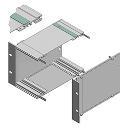 Interzoll, Integrated clamp profiles, natural-coloured anodised aluminium, for fixing the ADG cover plates to the subrack