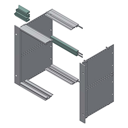 Interzoll, Double bus profiles for subracks, 6 U, natural-coloured anodised aluminium, for backplane fixing