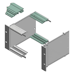 Interzoll, Bus profiles, natural-coloured anodised aluminium, for indirect backplane fixing