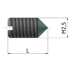 Interzoll, Thread and insulating strips, Slotted set screw M2.5 x 8 / M2.5 x 5, V2A, for positioning and earthing the tapped strip