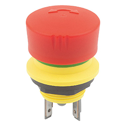 Emergency stop button fitted version, ø 16.2, flat connector (81150)