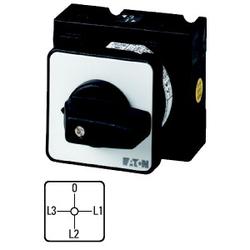 Ammeter selector switches, Contacts: 6, 32 A, 3 converters, front plate: L3-0-L1-L2, 90 °, maintained, flush mounting