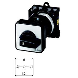 Ammeter selector switches, Contacts: 6, 20 A, 3 converters, front plate: L3-0-L1-L2, 90 °, maintained, rear mounting