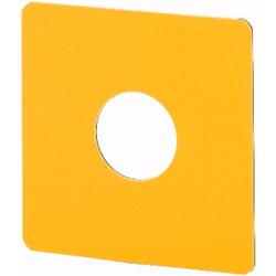 Label, emergency switching off, HxW=50x50mm, yellow, with non-standard inscription