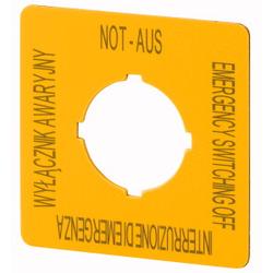 Label, emergency stop, HxW=50x50mm, yellow, PL, EN, DE, IT