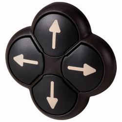 4-way pushbutton, black arrows, interlocked